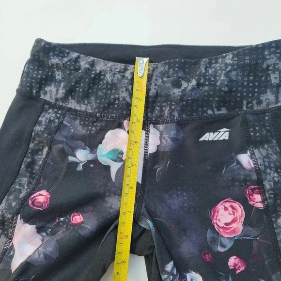 Avia Womens Core Performance Floral Panel Roses Leggings Black Pink sz XS - Picture 3 of 9